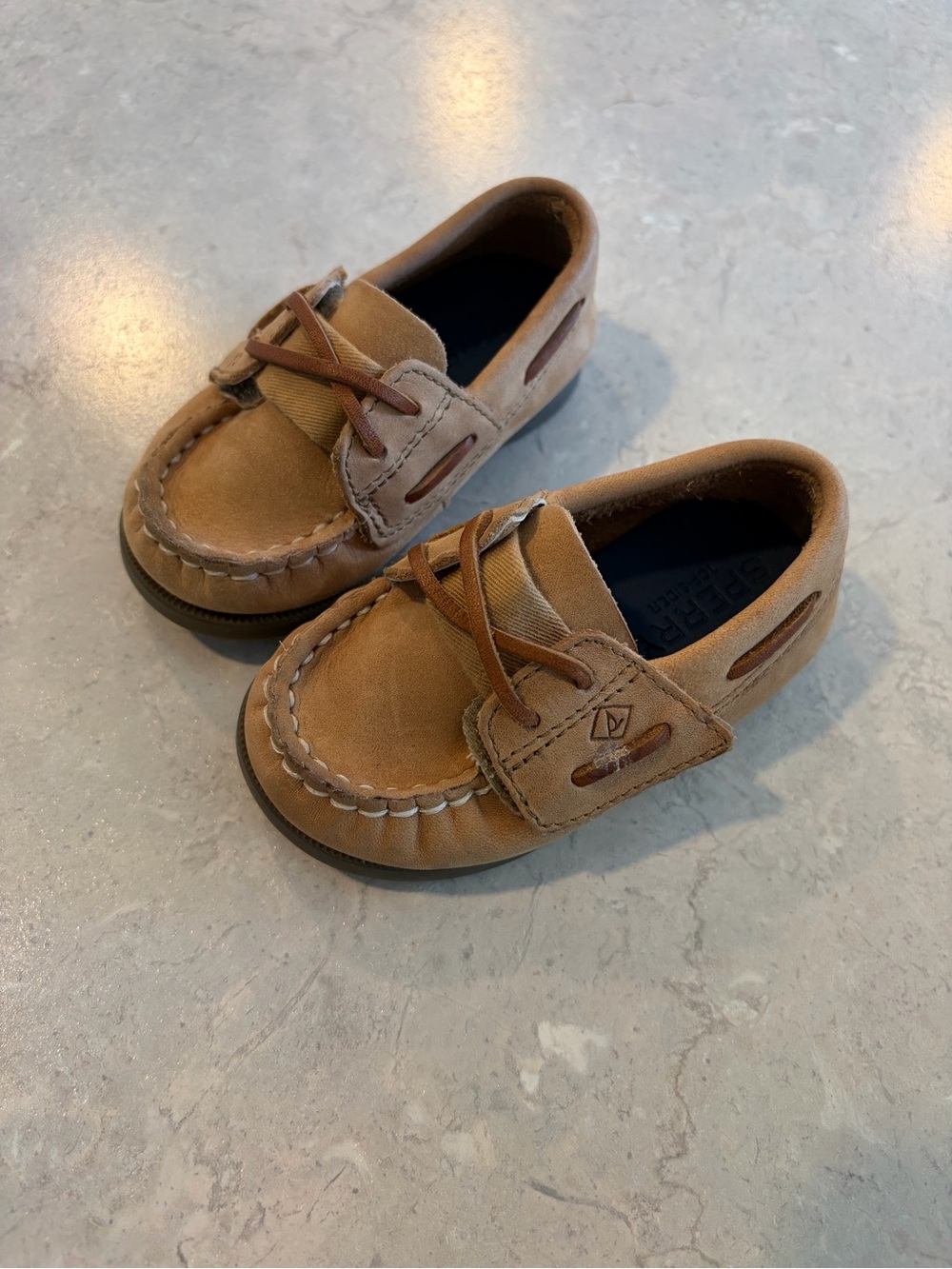 Sperry Kids Tan Leather Moccasin Boat Shoes